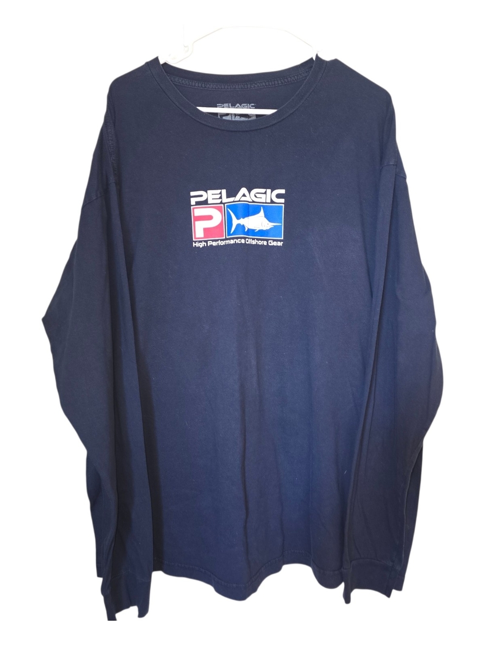 Pelagic Navy Long Sleeve Logo Shirt with Red & Blue XXL